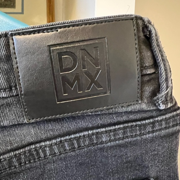 DNMX Skinny Jeans Size 34 Black Distressed with Red Pocket Details - Picture 4 of 8